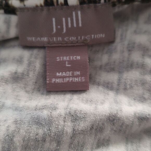 J.Jill wearever collection brown white black print stretch shift dress Sz  L - Picture 5 of 5